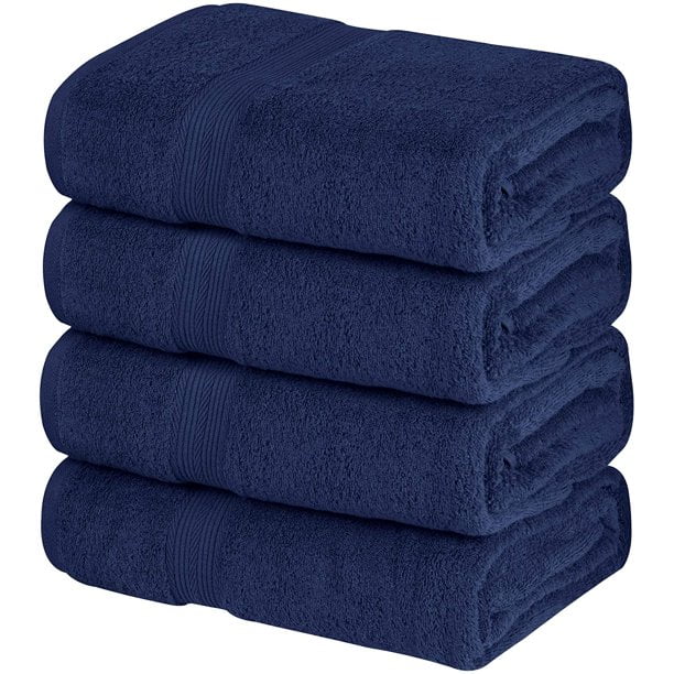 100% Cotton Soft Bath Towels Set | Quick Dry and Highly Absorbent, Textured  Bath Towels 27 x 54 (4 Pack)
