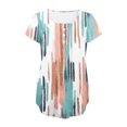 thumbnail image 5 of Olyvenn Womens Summer Tops Dressy Casual Short Sleeve V Neck T Shirts Trendy Cute Tees Loose Soft Floral Boho Tunic Blouses Multicolor XL, 5 of 6