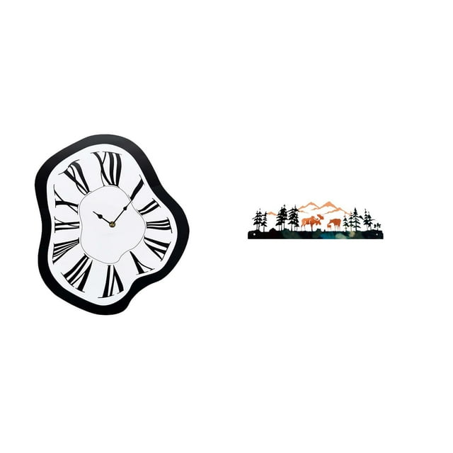 Reloj de pared interior nórdico con números , escultura de pared estilo boho con flores de metal, decoración rústica con ciervo tallado y