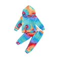 thumbnail image 4 of MHZLDYZ Clearance Girl Clothes Size 10-12 Toddler Girl Hoodie Long Sleeve Tie Dye Printed Top and Pants Set for 0 To 6 Years Girl Clothes Size 6 (Sky Blue,110), 4 of 4