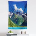 thumbnail image 1 of Highland Tapestry, Lake in Altai Mountains Highlands Clouds Sunny Summer Day Travel Attraction, Fabric Wall Hanging Decor for Bedroom Living Room Dorm, 5 Sizes, Green Blue Aqua, by Ambesonne, 1 of 1