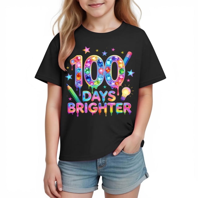 Camisetas de Manga Corta Linda con Impresión Gráfica Linda para la Temporada Escolar de las Niñas Camisetas de Manga Corta para el Juego Casual Y los Trajes Familiares