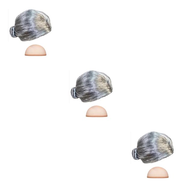 Vogacara Peluca Traje de personaje Temperamental Postizo Buena elasticidad Buena elasticidad Toupee Periwig Toque cómodo para Old Lady Grey Gris 3piezas Vogacara CBP252302