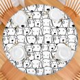 thumbnail image 2 of Cute Black and White Cartoon Line Drawing Dog Round Fitted Tablecloth with Elastic Edge,Dining Table Cover Waterproof,Outdoor Round Tablecloth for Camping,Dining,Indoor and Outdoor, 2 of 7