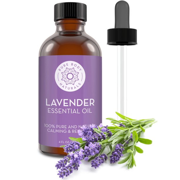 French Lavender Essential Oil for Aromatherapy, Therapeutic Grade 4 fl oz by Pure Body Naturals