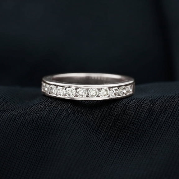 Silvago Jewel Round Cut 2.20 Ct VVS1/D Lab Created Simulated Diamond Ring - 14K White Gold Plated Diamond Rings - Stacking Eternity Bands - Daily Wear Simple Bands for Women's - Gift for Women's