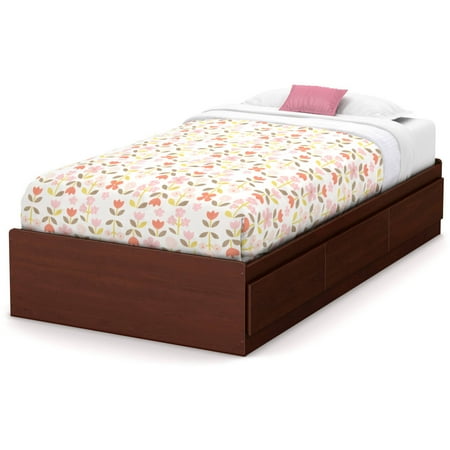 South Shore Summer Breeze Twin Mates Kids' Bed with 3 Drawers, Royal Cherry