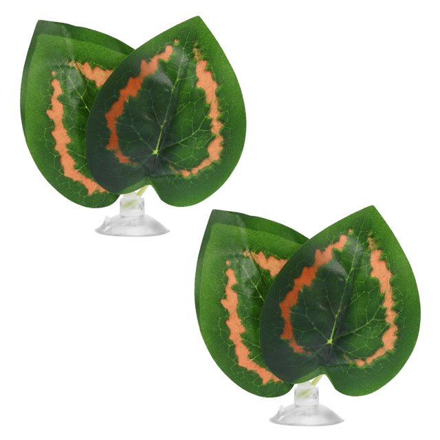 Almohadillas de hojas de peces Betta Unique Bargains con ventosa 2uds verde 8x6.5cm