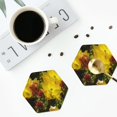 thumbnail image 4 of Fuzoiu Cactus Flowers Print Leather Coasters Set,Drink Coasters Set of 4,for Tabletop Protection, Durable PVC Coasters,Home Décor and Housewarming Gift-Hexagon, 4 of 6