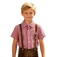 thumbnail image 4 of Boys Button Down Shirts Checked Short Sleeve Collared Shirt With Print Comfortable Classic Boys Daily Wear Casual Tops, 4 of 6