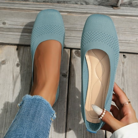 Women s Ballet Flats Comfortable Casual Dressy Shoes Work Flats Office Shoes Pointed Toe Leopard Flats Light Blue 6