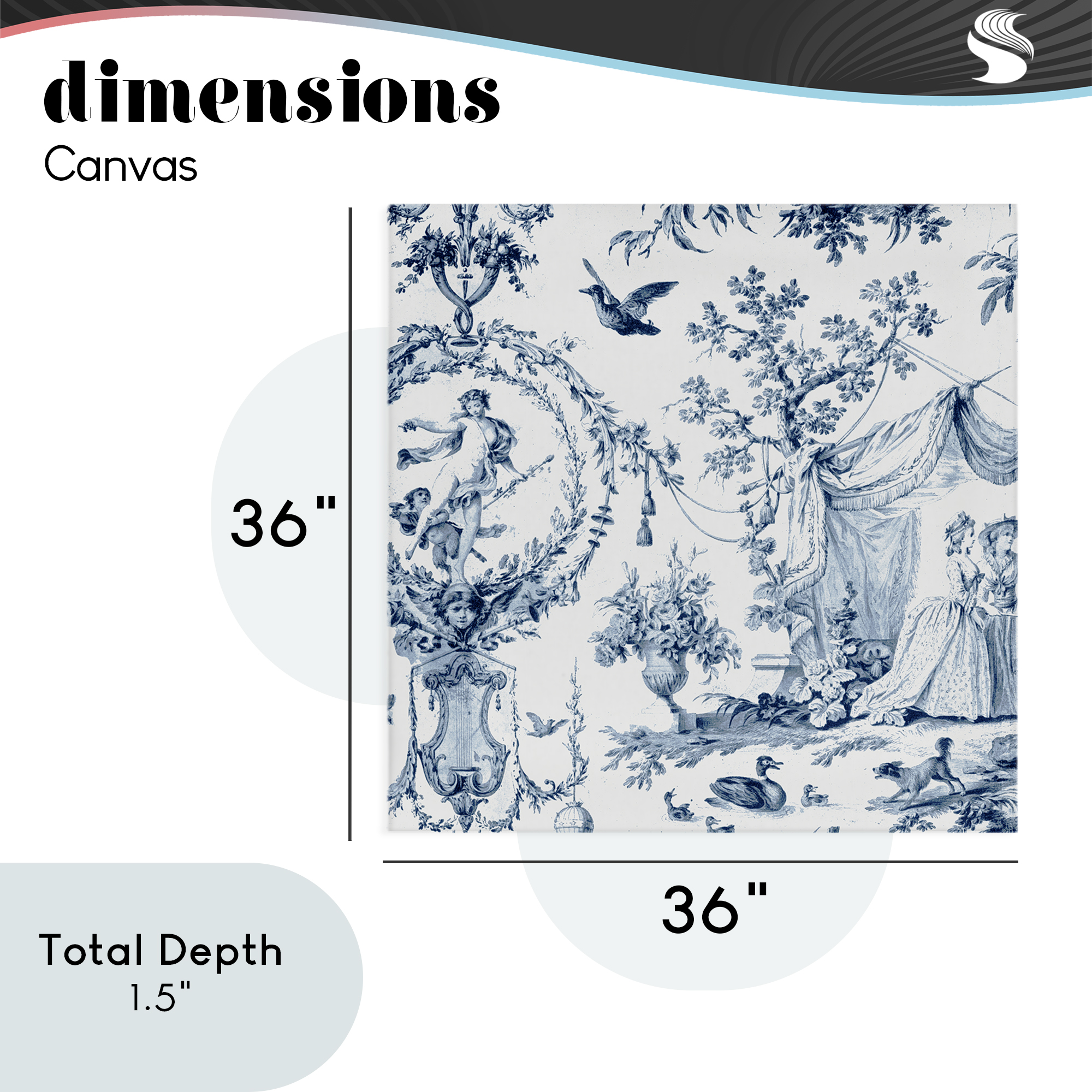 Classic Toile Scene Canvas Wall Art, design by Vintage Hustle