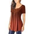 thumbnail image 2 of CHOK Dressy Blouse Extra Large Button Down Loose Fit Shirts Tunic Gradient Spring Tops Plus Size Short Sleeve to wear with leggings Womens Tshirts Longer Length Black L, 2 of 5