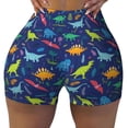 thumbnail image 2 of Lsque Dinosaurs Adventure Pattern High Waisted Biker Shorts for Women-Tummy Control Fitness Athletic Workout Running Yoga Gym Shorts,Moisture-Wicking-, 2 of 9