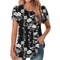 thumbnail image 2 of HAPIMO Women' Plus Size Casual Loose Flower Print Tops Summer Tops for Women Elegant Pleated Blouses Crew Neck Tees Fashion Clothes Flowy Dressy Tunic Multicolor XL, 2 of 6