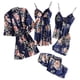 thumbnail image 1 of Gibobby Lencería para mujer sexy tangas Pijama Encaje Lencería Pantalones Sexy Albornoz Ropa de dormir Pantalones cortos Satén 5PC Set Íntimos(Azul, M), 1 of 5