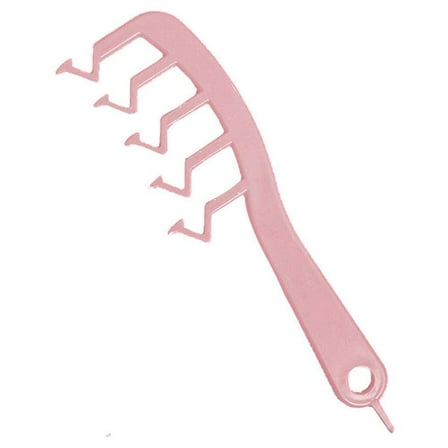 Z shape Hair Slit Comb Wide Tooth Comb Curly Bangs Styling Puff Hairdressing Comb Large Hair Detangling Comb Salon Hair Styling Tool for Curly Hair Girl Home Barber Accessories(PINK)