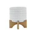 thumbnail image 2 of Sagebrook Home 15350-04 6" TRIBAL PLANTER W/ WOOD STAND, WHITE, 2 of 4