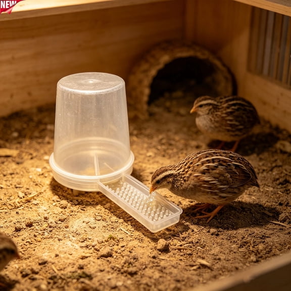 Quail Water Feeder, Anti Drowning Design, Ideal for Button Quail, Quails, Baby Chicks, Ducks, and Baby Birds, Safe and Durable Waterer, Easy to Install and Clean,Clear Cage Drinker for Small Birds