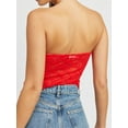 thumbnail image 4 of Gupgi Women Lace Tube Top Off Shoulder Sleeveless Backless Bandeau TopSee Through Front Split Ruched Tie Up Crop Tops, 4 of 7