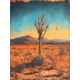 thumbnail image 1 of Qisvanset 12x16 Inch 2D Flat Framed Canvas Art, Vintage Midwestern Cactus Western Rustic Home Wall Art Decor, 1 of 5
