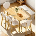 thumbnail image 4 of Ktaxon Solid Wood Dining Table Set for 6, Mid-Century Dining Room Table with 4 Padded Chairs & Bench, 47.3" Dining Room Set for 4~6 Family Use, Natural Wood, 4 of 8
