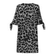 thumbnail image 4 of Celmia Womens Dresses O-neck Half Sleeve Bow Cuffs Leopard Printed Dress, 4 of 10