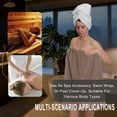thumbnail image 4 of Women's Coffee-Colored Spa Towel Wrap - Lightweight, Quick-Dry Bathrobe for Beach & Pool | Soft Polyester, Full Length Adjustable Wrap, 4 of 6