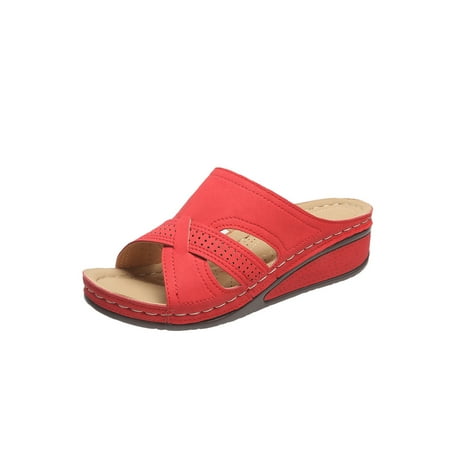 

Crocowalk Womens Comfort Wedges Shoes Soft Feetbed Summer Sandals Slip On Beach Shoes