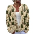thumbnail image 2 of Up to 65 off!Lolmot Ugly Christmas Sweaters Women Casual Button Down Christmas Cardigan Funny Cute Xmas Snata Snowflake Tree Pattern Knitted Outwear Tops, 2 of 3