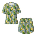 thumbnail image 2 of Yiaed Corn On The Leaves Print Short Sleeve Pajama Sets for Women Casual Crew Neck 2 Piece Lounge Sets Women's Short-Sleeved Pajama-4X-Large, 2 of 5