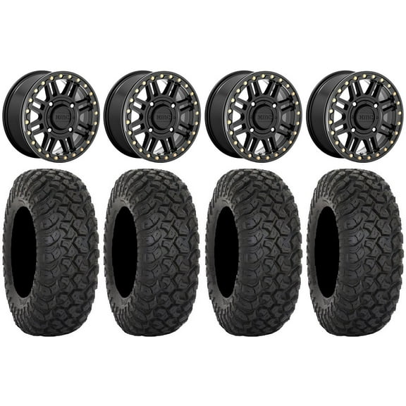 KMC Cage Beadlock 15" Wheels Black 33" RT320 Tires Can-Am Maverick X3 / Honda Pioneer 1000 / Talon