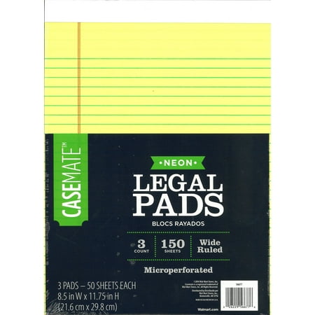 Ampad Legal Pad - CaseMate neon legal pad, 3 pack
