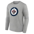 thumbnail image 2 of Men's Gray Winnipeg Jets Primary Logo Team Long Sleeve T-Shirt, 2 of 3