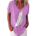 thumbnail image 1 of Pompotops Mode T-shirt Décontracté à Manches Courtes Col en V pour Femmes Été, 1 of 7