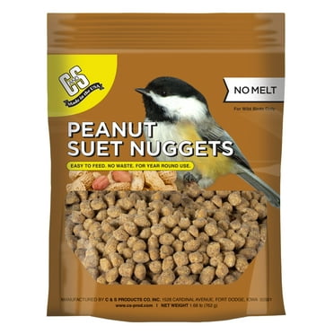 C&S Peanut Suet Nuggets, No melt - No waste, 27 oz Resealable Bag,  Wild Bird Food