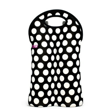 Built Neoprene Two Wine Bottle Tote Big Dot Black & White