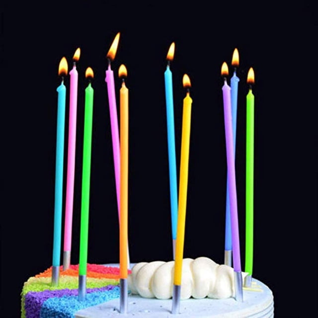Velas para Pastel de Cumpleaños ANGGREK 30 uds velas Largas y Finas de Colores