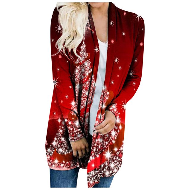 Veste Légère pour Femmes Cardigan à Manches Longues Cardigan de Noël Pulls Veste Grande Taille