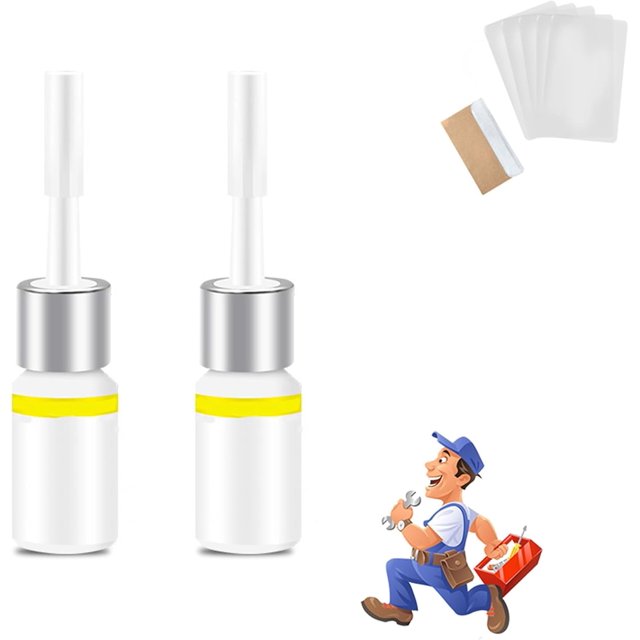 2024 Nueva fórmula Kit de líquido de reparación de vidrios para parabrisas, Kit de reparación de vidrios que han desaparecido, Juego de corrector de vidrios agrietados, Líquido de reparación de vidrio