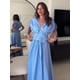 thumbnail image 3 of Vestido largo elegante 3d con flores plisado liso para mujer, vestido elegante con cuello en V, manga corta, cordón, batas con cordones, ropa de calle de verano para mujer, 3 of 5