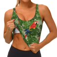 thumbnail image 3 of Gukieu Parrots And Tropical Leaves Print Women's Sports Vest, Low-neck U-shaped Removable Pad Sports Bra for Yoga, Exercise, Dance-Large, 3 of 8