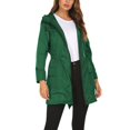 thumbnail image 3 of Veste Imperméable pour Femmes Mi-Longue à Fermeture Éclair devant avec Capuche Vert Gazon L, 3 of 8
