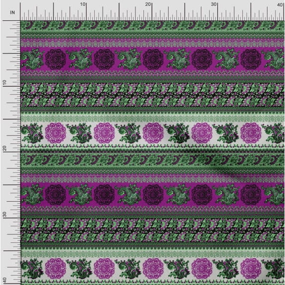 Soimoi Japan Crepe Satin Fabric Paisley,Floral & Mandala Panel Print Sewing Fabric Yard 42 Inch Wide