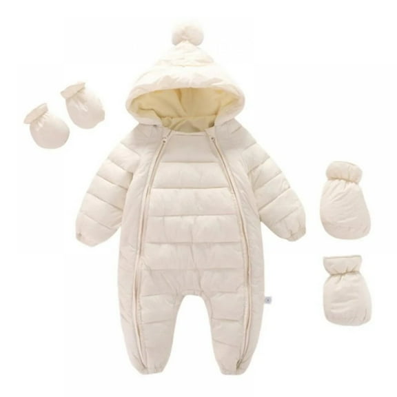 XBASW Newborns Baby Girls Boys Winter Hooded Snowsuits Romper Bodysuits Snow Clothes Gloves Shoes 3PCS Set 0-24M