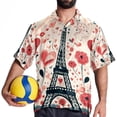 thumbnail image 4 of Eiffel Tower Valentine's Day Men's Short Sleeve Poplin Shirt, Casual Button Down Shirts, Printed Summer Beach Shirt, Unisex Casual Button Down Top, 4 of 6