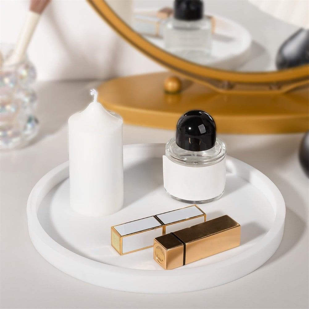Silicone Round Bathroom Vanity Tray Soap Dispenser Tray Countertop Storage 27CM