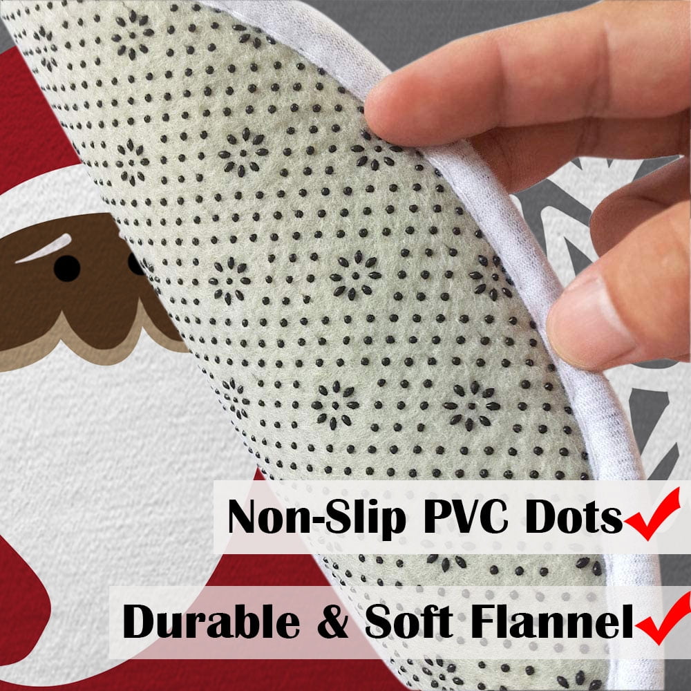 Christmas Bathroom Rugs Mat, Xmas Santa Claus Bath Mat with Non-Slip Backing, Winter New Year Holiday Floor Mat Decor for Indoor Outdoor Living Room Bathtub 17X48IN Grey