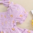 thumbnail image 4 of Okbabeha Baby Girl Summer Clothes Daisy Bodysuit Puff Sleeve Bubble Romper Smocked Dress Newborn Boho Outfits, 4 of 8