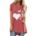 thumbnail image 1 of Mujeres moda Casual impresión camisas manga corta suelta Tee Tops túnica blusa Pompotops hfajkhk136482, 1 of 4